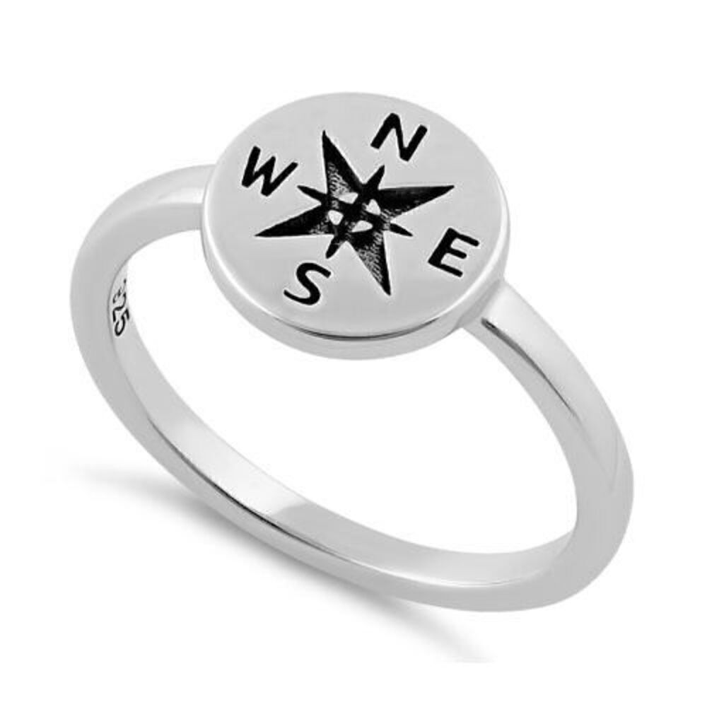 Sterling Silver Compass Ring Boho Casual Jewelry
